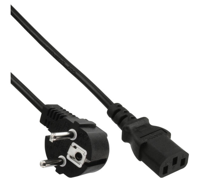 Kabel inLine STROOM C13 recht - CEE7/7 haaks 1,8 meter zwart