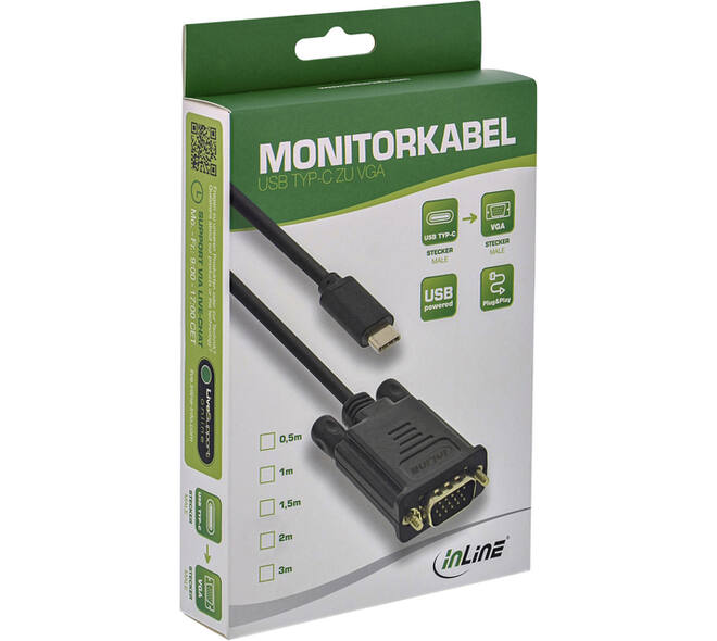 Kabel inLine USB-C VGA 3.1 M/M 2 meter zwart
