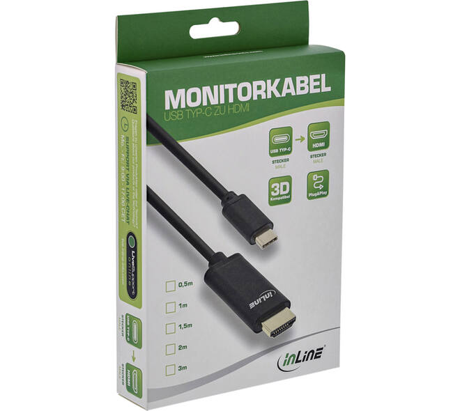 Kabel inLine USB-C HDMI 3.1 2.0 4K M/M 2 meter zwart