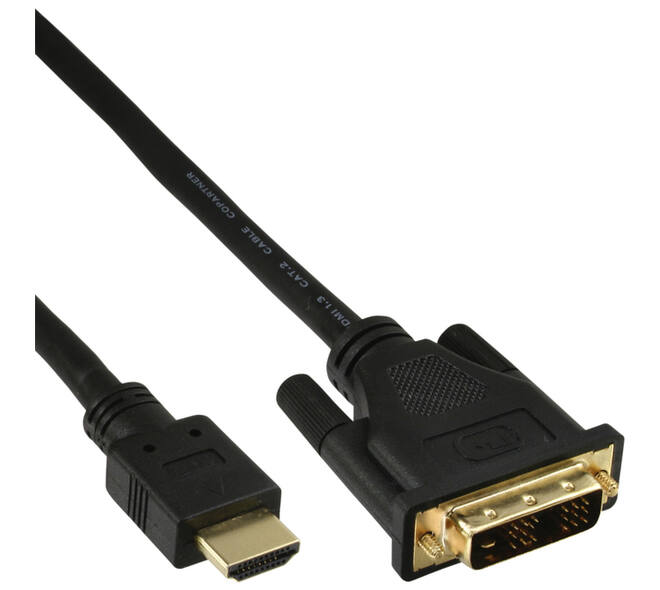 Kabel inLine HDMI DVI 18+1 pin M/M 2 meter zwart