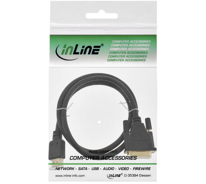 Kabel inLine HDMI DVI 18+1 pin M/M 2 meter zwart