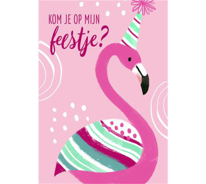 Wenskaart Hallmark uitnodiging flamingo pak à 5 stuks