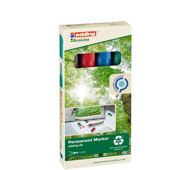 Viltstift edding 22 Ecoline schuin assorti set à 4 stuks