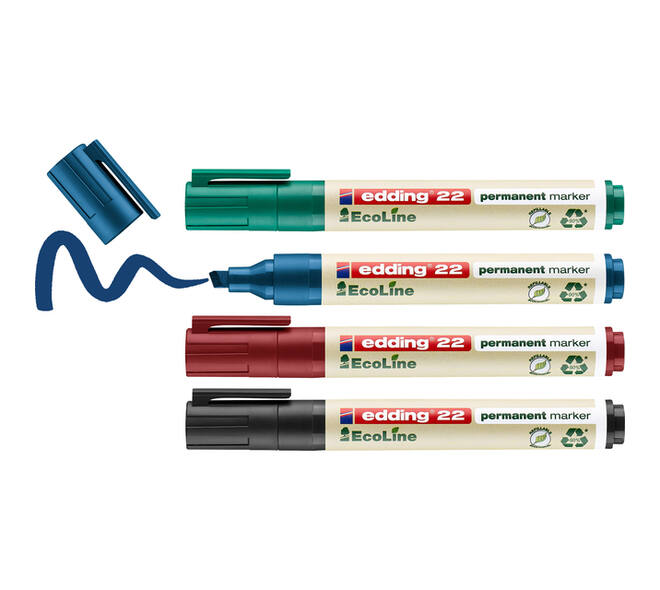 Viltstift edding 22 Ecoline schuin assorti set à 4 stuks
