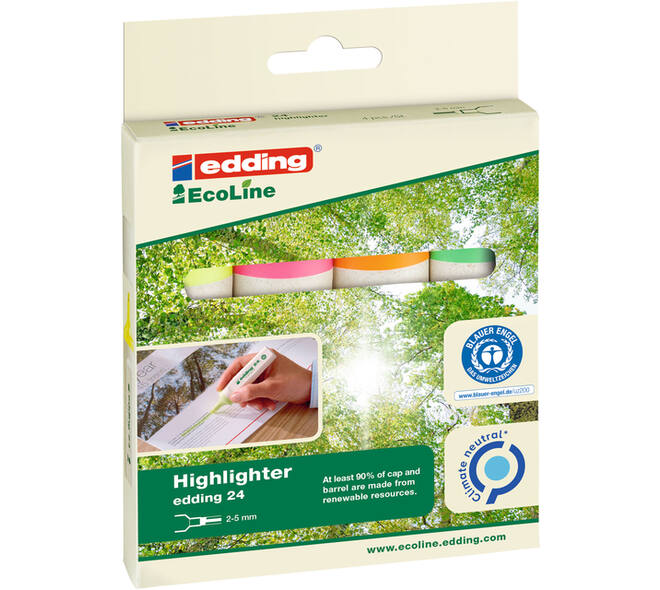 Markeerstift edding 24 EcoLine assorti set à 4 stuks