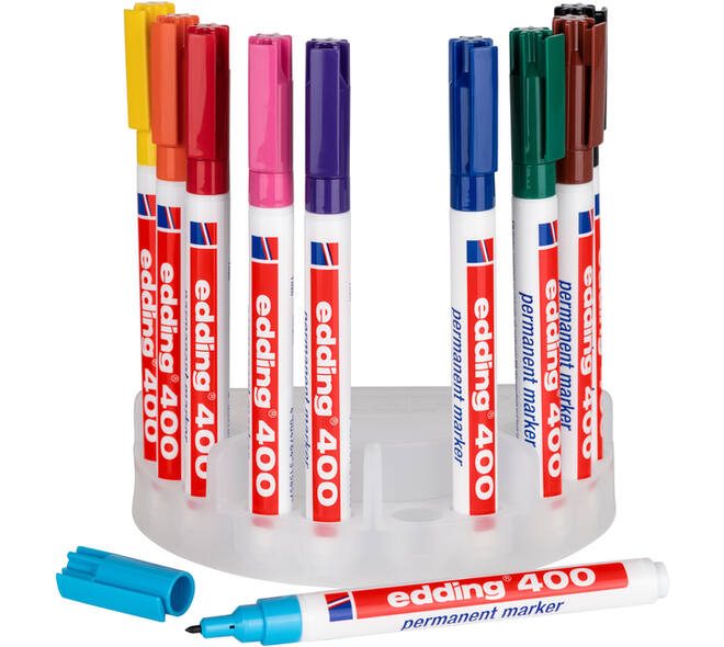 Viltstift edding 400 rond 1mm met houder assorti set à 10 stuks