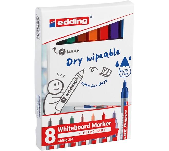 Whiteboardmarker edding 361 rond 1mm assorti 8 stuks