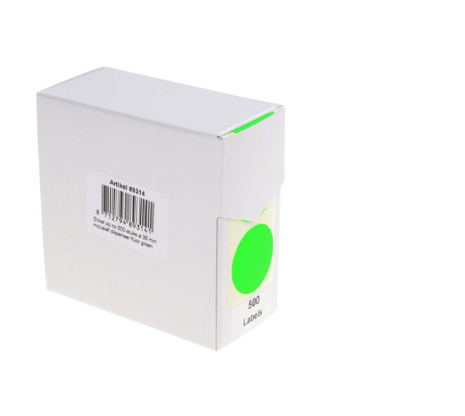 Etiket rillprint 35mm 500st op rol fluor groen