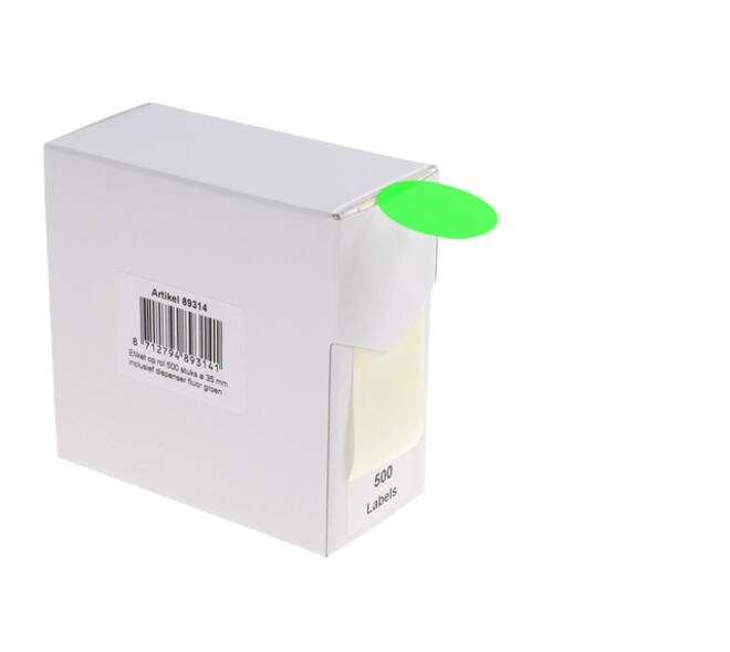 Etiket rillprint 35mm 500st op rol fluor groen
