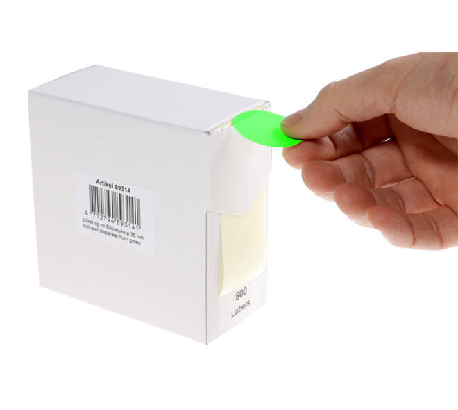 Etiket rillprint 35mm 500st op rol fluor groen