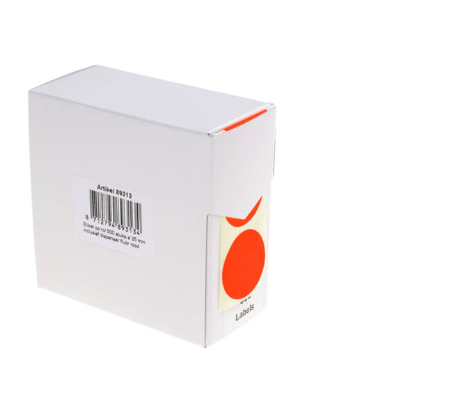 Etiket rillprint 35mm 500st op rol fluor rood