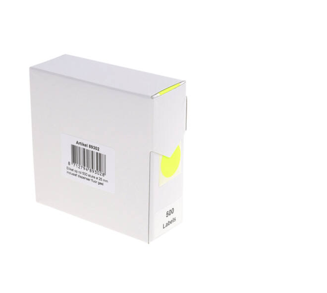 Etiket rillprint 25mm 500st op rol fluor geel