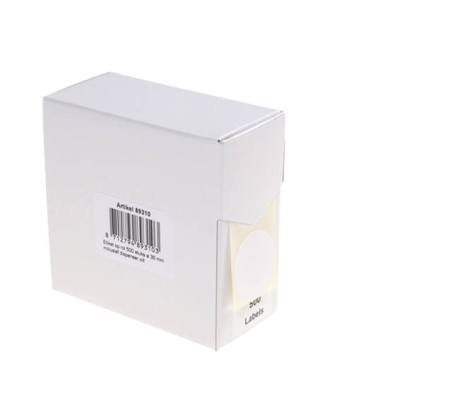 Etiket rillprint 35mm 500st op rol wit