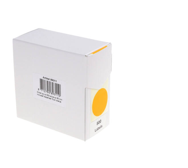 Etiket rillprint 35mm 500st op rol fluor oranje