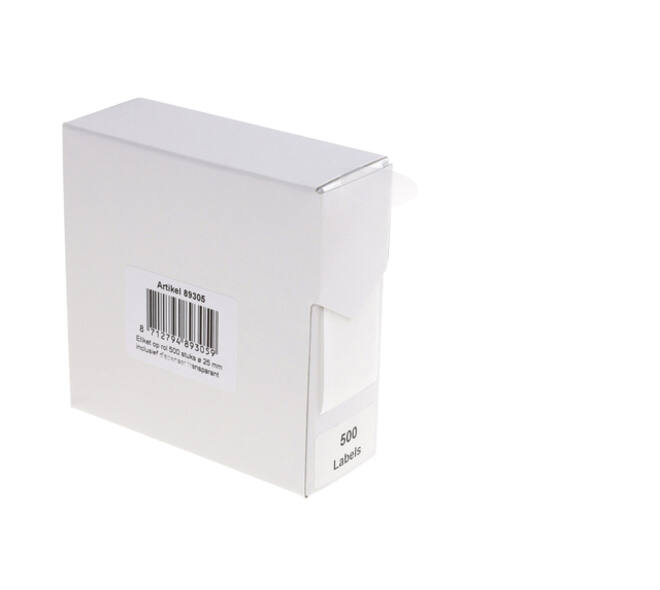 Etiket rillprint 25mm 500st op rol transparant