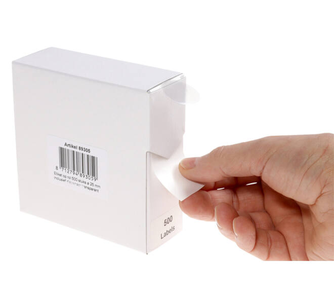 Etiket rillprint 25mm 500st op rol transparant