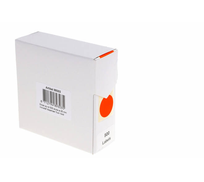 Etiket rillprint 25mm 500st op rol fluor rood