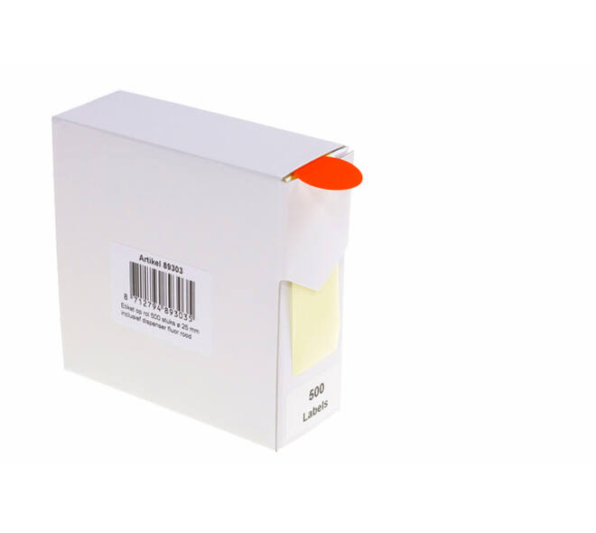 Etiket rillprint 25mm 500st op rol fluor rood
