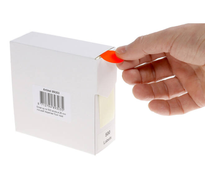 Etiket rillprint 25mm 500st op rol fluor rood