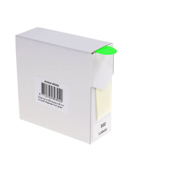 Etiket rillprint 25mm 500st op rol fluor groen