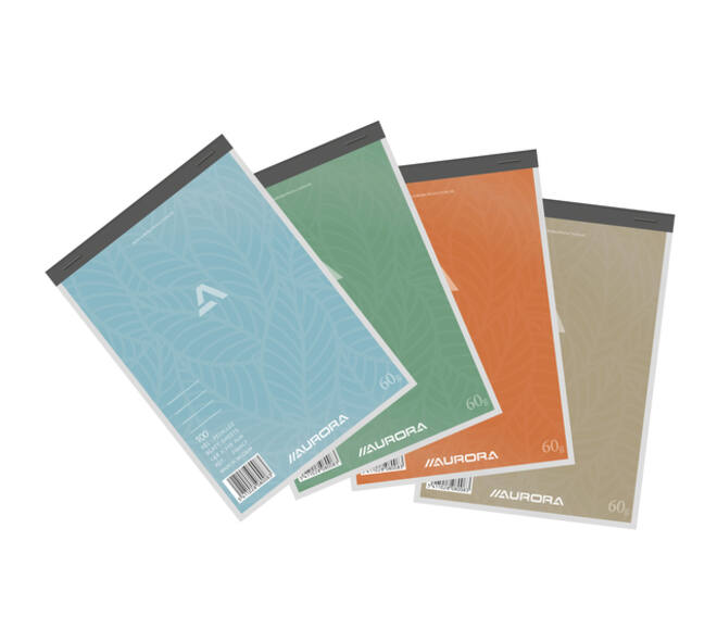 Schrijfblok Aurora A5 lijn 100 vel 60gr assorti