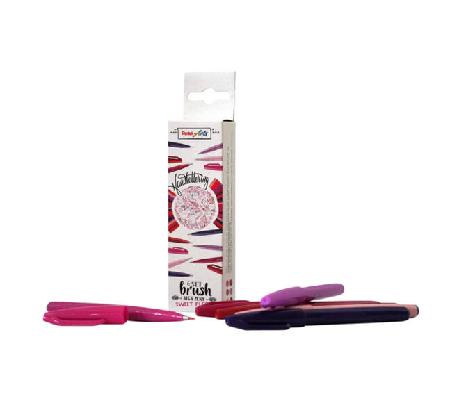 Brushpen Pentel Sign SES15C Sweet Flora assorti 6 stuks