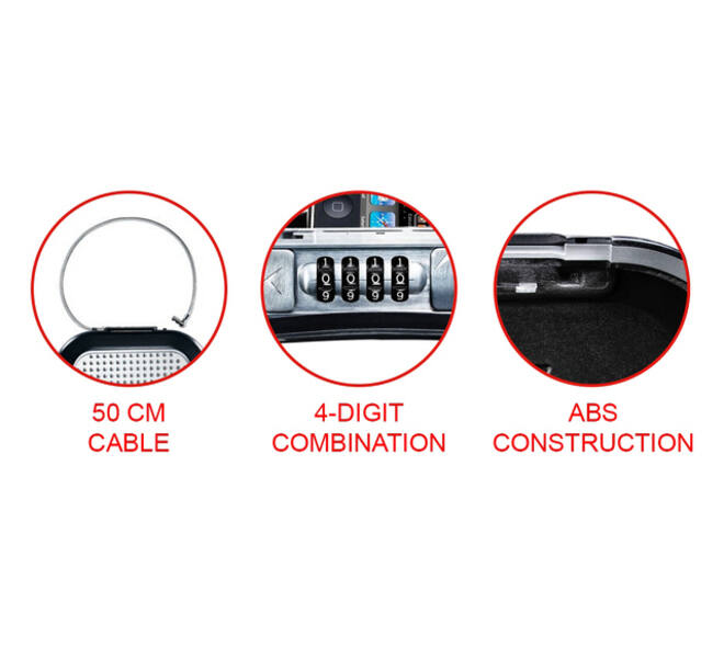 Draagbare kluis MasterLock Safe space met combinatieslot en kabel donkergrijs