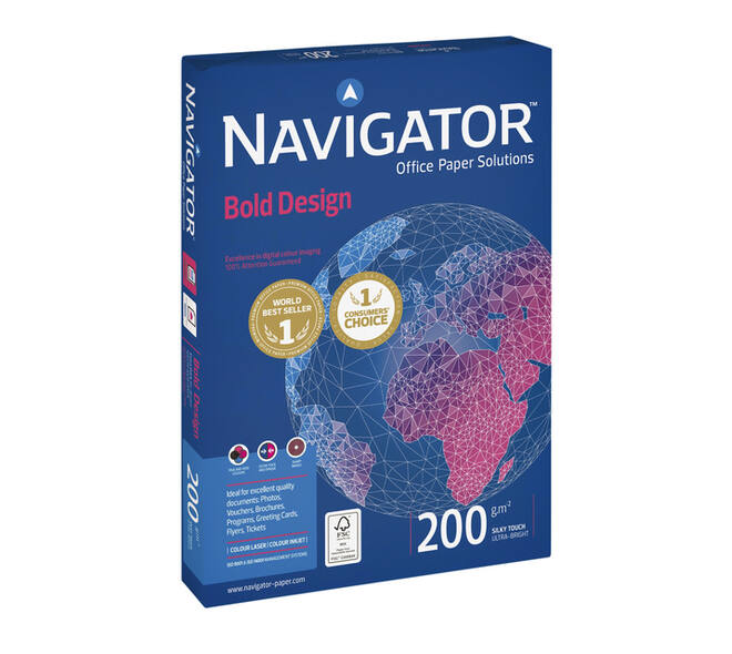 Kopieerpapier Navigator Bold Design A4 200gr wit 150 vel