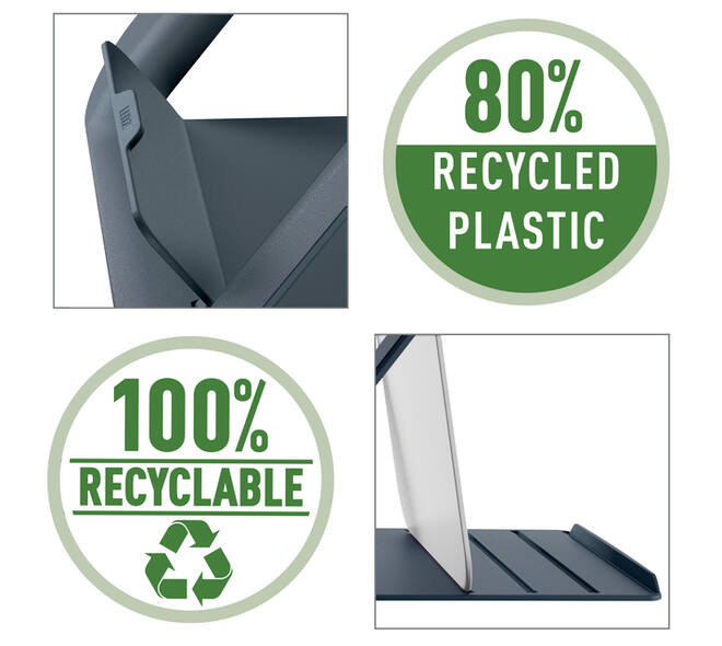 Laptopstandaard Leitz Ergo Cosy verstelbaar recyled grijs