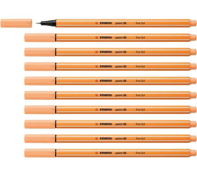 Fineliner STABILO point 88/25 fijn pastel oranje