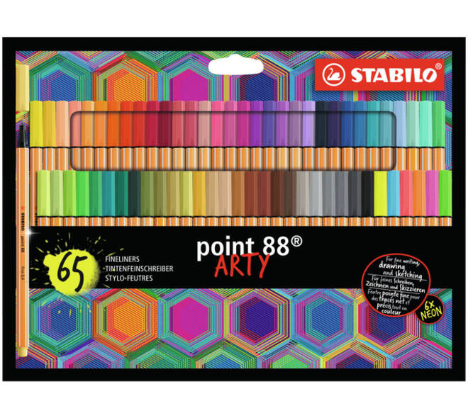 Fineliner STABILO point 88/65 Arty fijn assorti set à 65 stuks