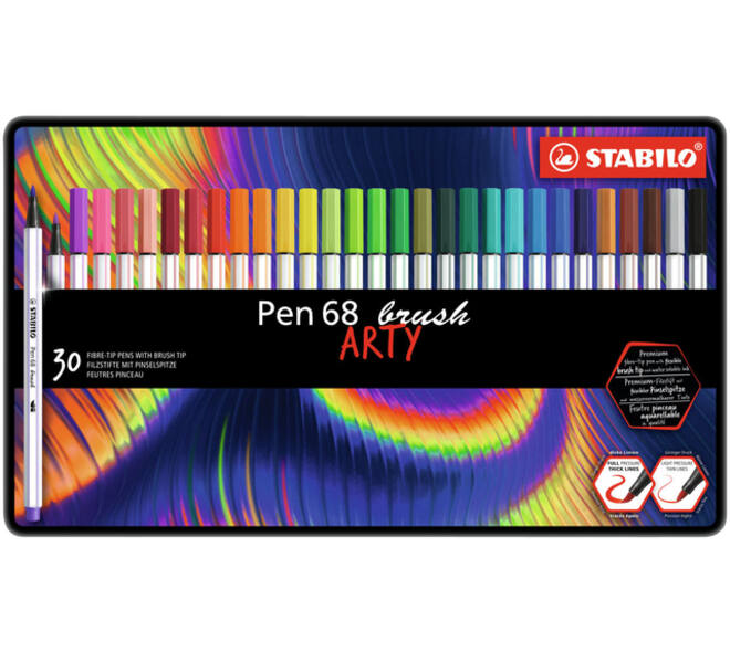 Brushstift STABILO Pen 568/30 Arty assorti blik à 30 stuks