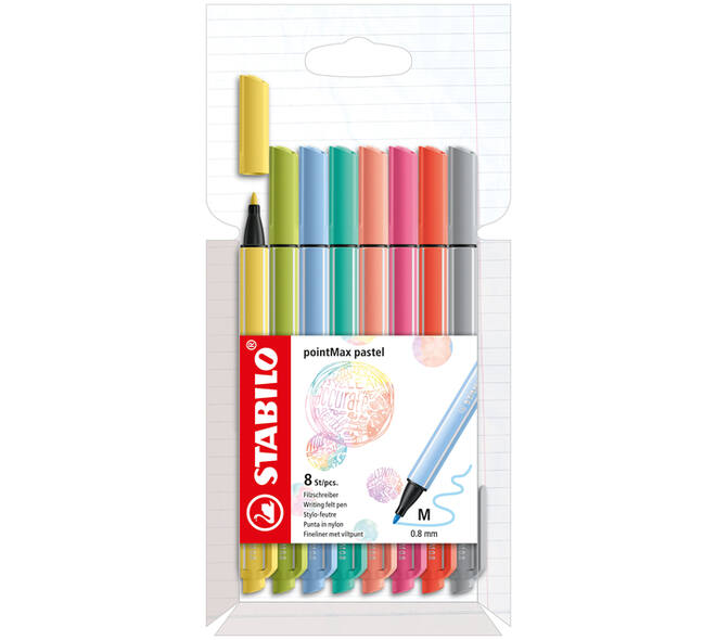 Viltstift STABILO pointMax 488/8 medium assorti pastel etui à 8 stuks