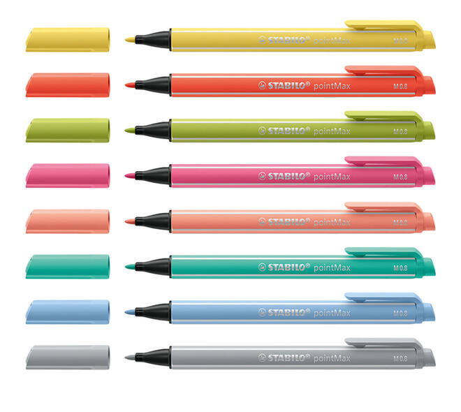 Viltstift STABILO pointMax 488/8 medium assorti pastel etui à 8 stuks