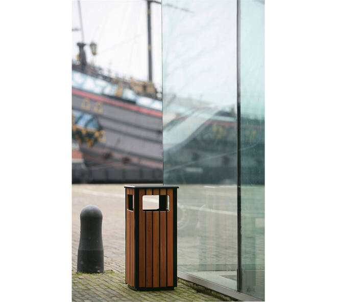 Afvalbak Vepa Bins voor buiten 36 liter zwart/houtlook