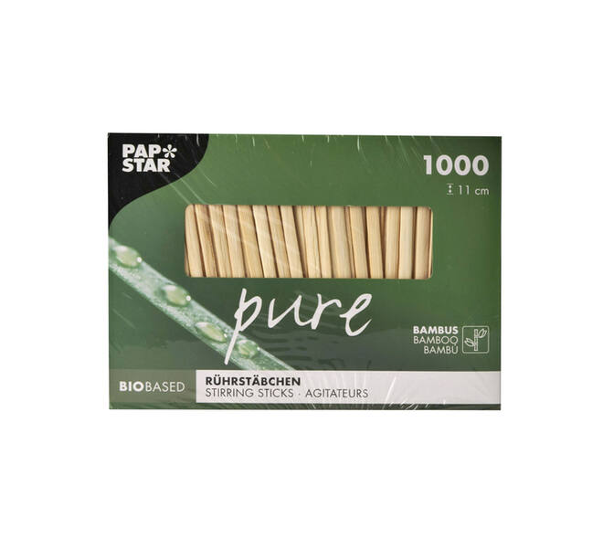 Roerstaafje Papstar 110x3mm bamboe 1000 stuks