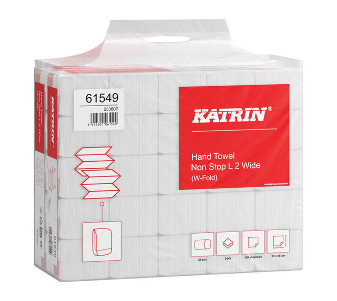 Handdoek Katrin w-vouw 2-laags 240x320mm 25x120 vel wit 61549