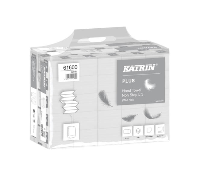 Handdoek Katrin Plus w-vouw 3-laags 203x320mm 25x90 vel wit 61600
