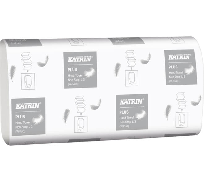 Handdoek Katrin Plus w-vouw 3-laags 203x320mm 25x90 vel wit 61600