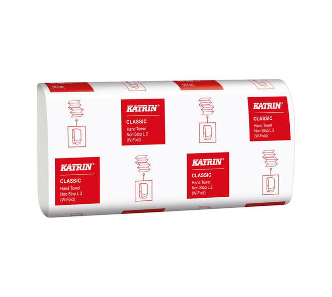 Handdoek Katrin w-vouw 2-laags 203x320mm 25x120 vel wit 61594