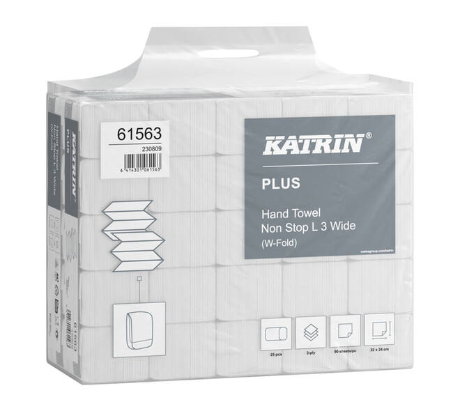 Handdoek Katrin Plus w-vouw 3-laags 240x320mm 25x90 vel wit 61563