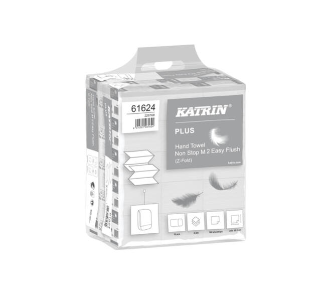 Handdoek Katrin Plus z-vouw 2-laags 203x240mm 15x160 vel wit 61624