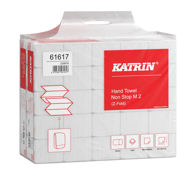 Handdoek Katrin z-vouw 2-laags 203x240mm 25x160 vel wit 61617