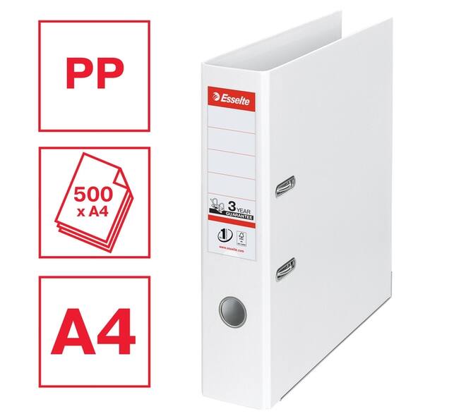 Ordner Esselte No.1 72mm PP 30% gerecycled folie Multipack wit 5 stuks