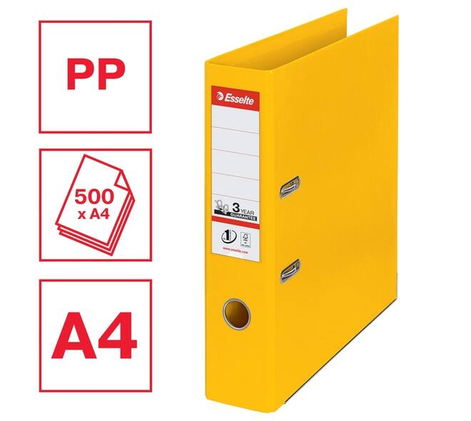 Ordner Esselte No 1 Power PP 75 mm geel 5 stuks