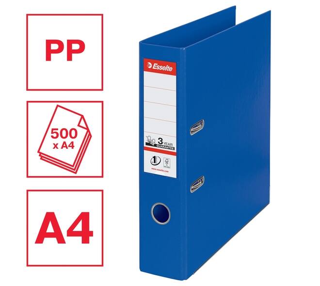 Ordner Esselte No.1 72mm PP 30% gerecycled folie Multipack blauw 5 stuks