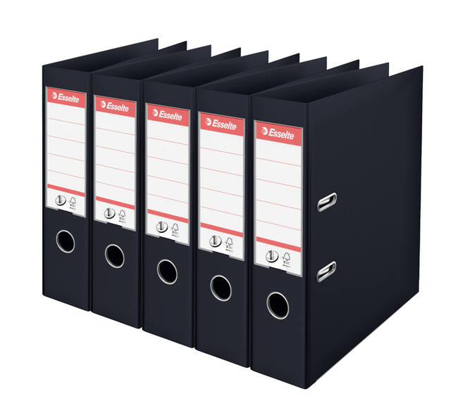 Ordner Esselte No.1 72mm PP 30% gerecycled folie Multipack zwart 5 stuks