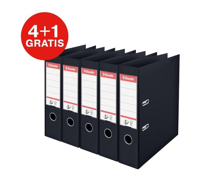 Ordner Esselte No.1 72mm PP 30% gerecycled folie Multipack zwart 5 stuks
