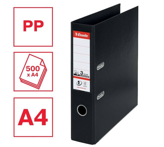 Ordner Esselte No.1 72mm PP 30% gerecycled folie Multipack zwart 5 stuks