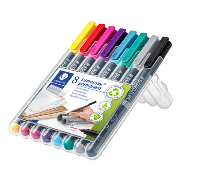 Viltstift Staedtler Lumocolor 317 permanent M set à 8 kleuren